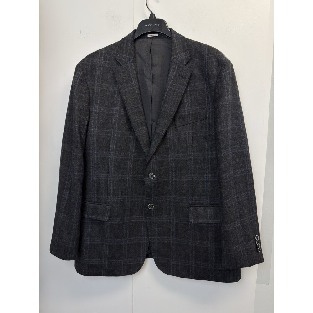 Joseph Abboud Sport Coat Blazer Wool Men's 46R Gray Plaid Suit Jacket Zignone